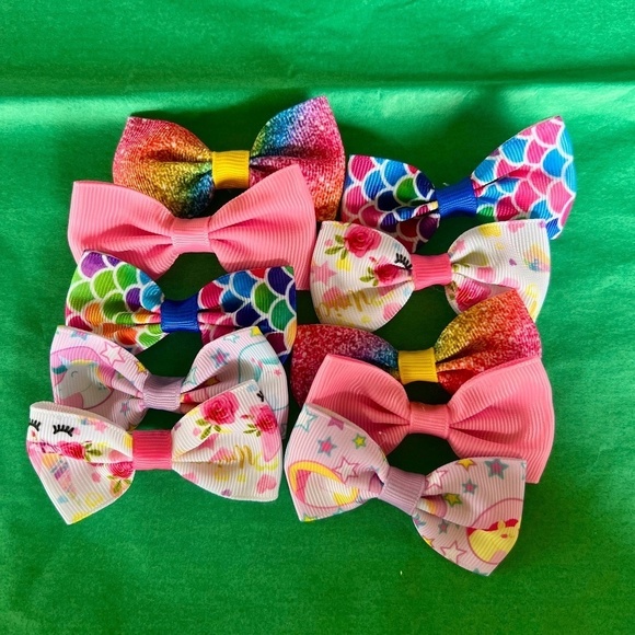 NWOT 🥀 Girl's Colorful Cute 2PK Hair Bow Clips - Picture 7 of 10